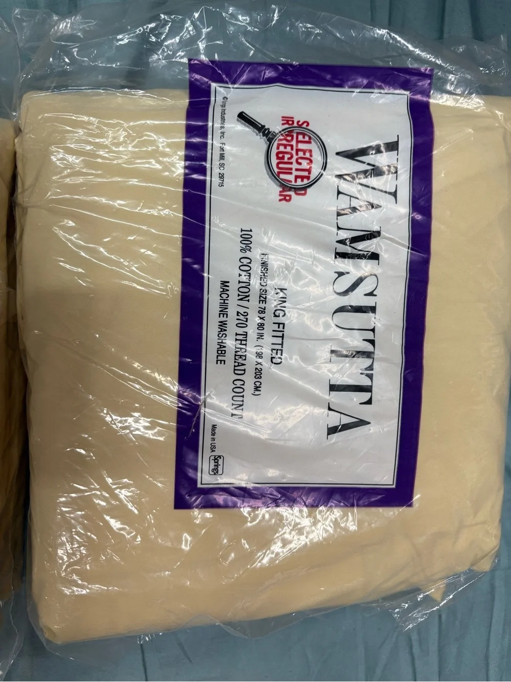 Bundle of 2 Wamsutta King Fitted Sheet  Yellow 100% cotton 270 thread count